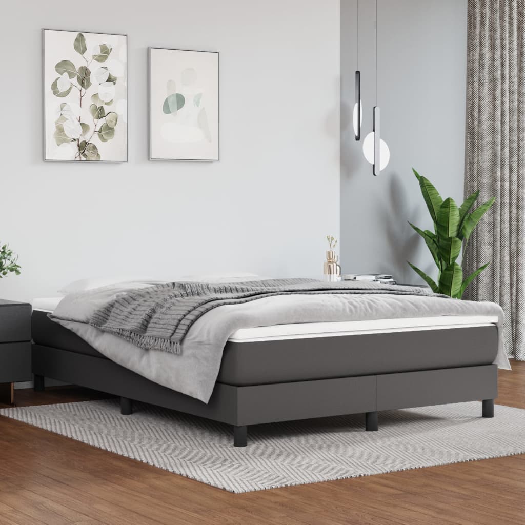 springmadras med pocketfjedre 140x190x20 cm kunstlæder grå