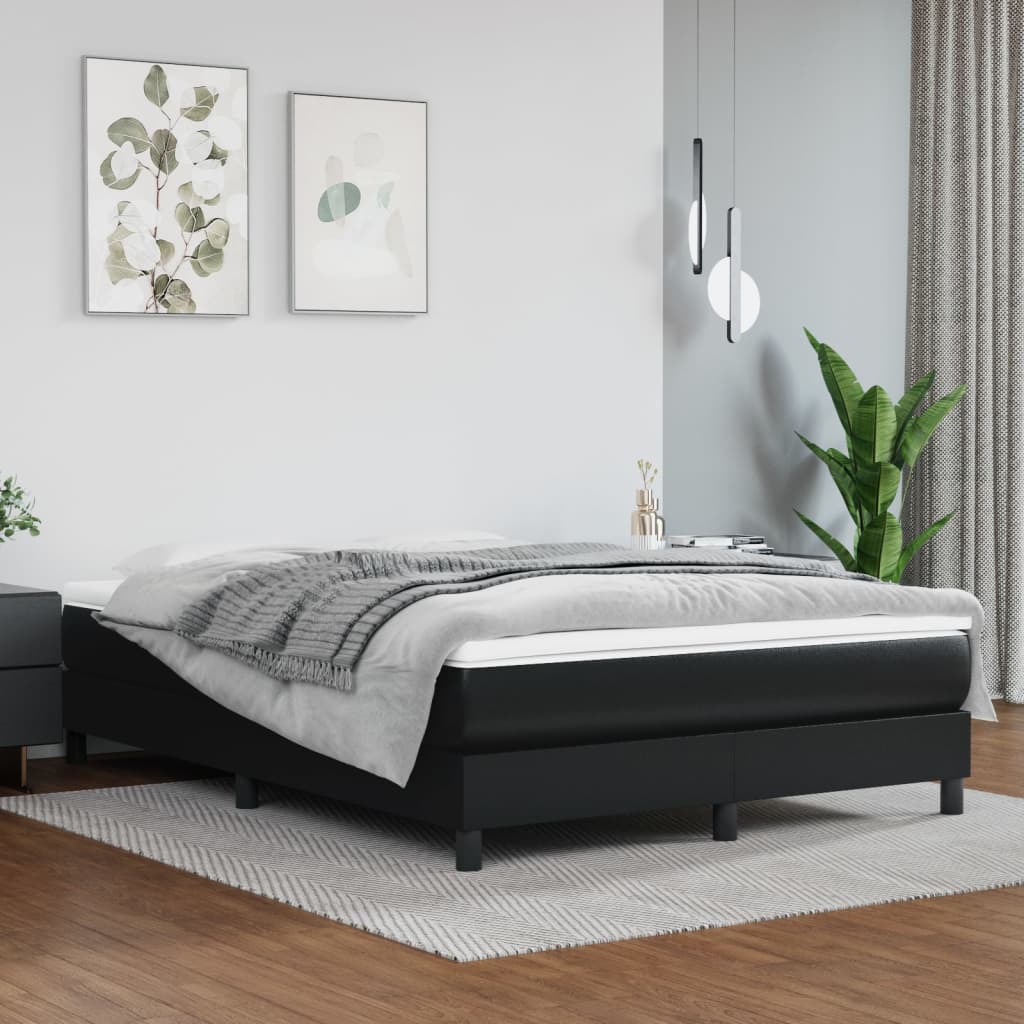 springmadras med pocketfjedre 140x200x20 cm kunstlæder sort