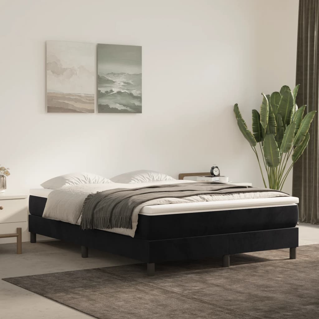 springmadras med pocketfjedre 140x200x20 cm fløjl sort