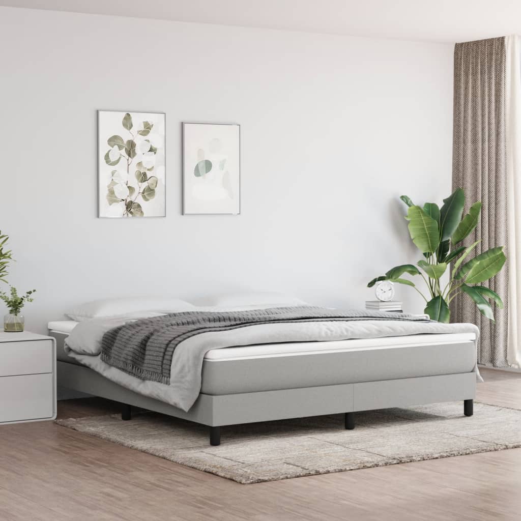springmadras med pocketfjedre 160x200x20 cm stof lysegrå