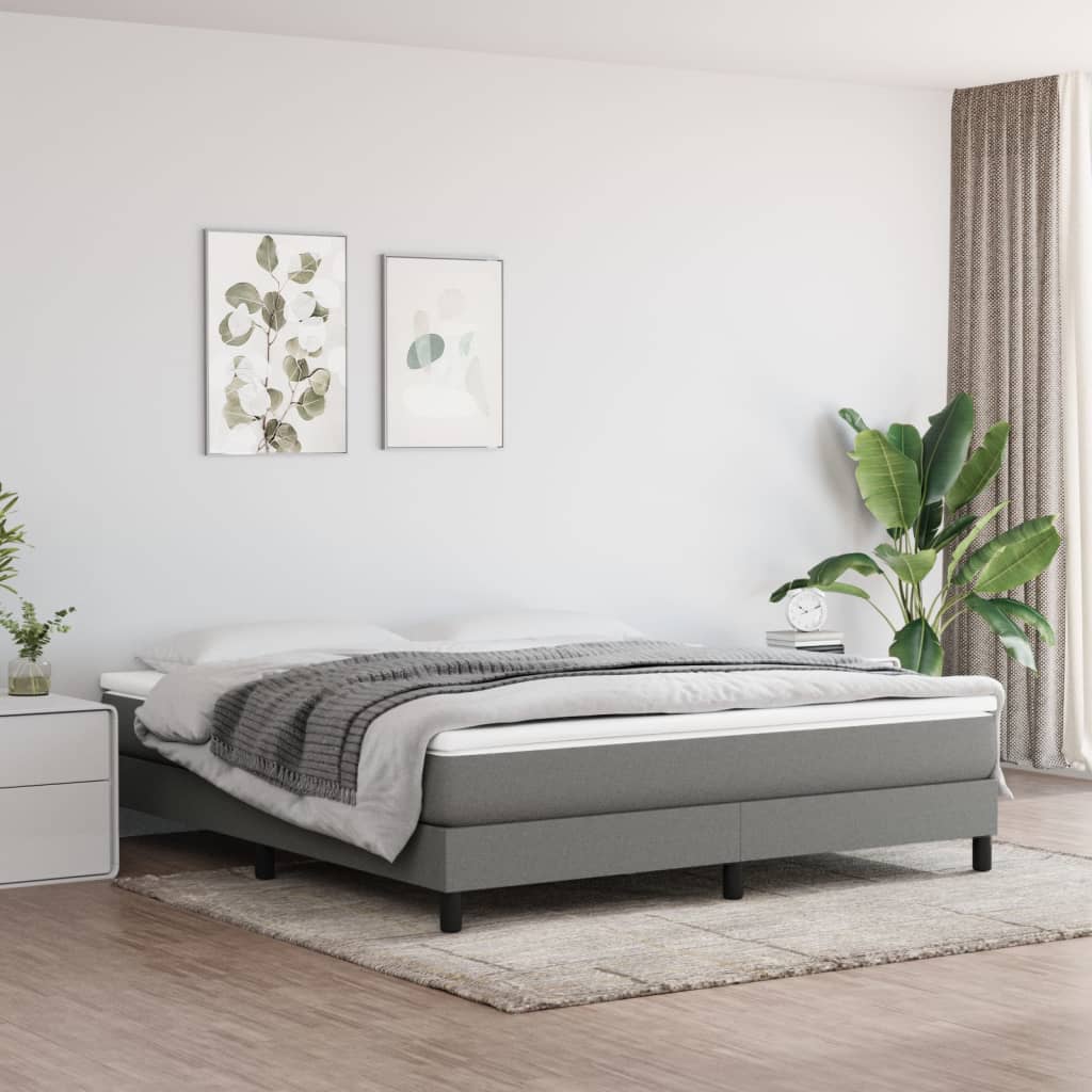 springmadras med pocketfjedre 160x200x20 cm stof mørkegrå