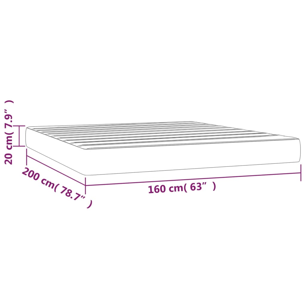 springmadras med pocketfjedre 160x200x20 cm stof sort