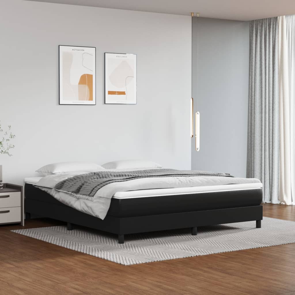 springmadras med pocketfjedre 160x200x20 cm kunstlæder sort