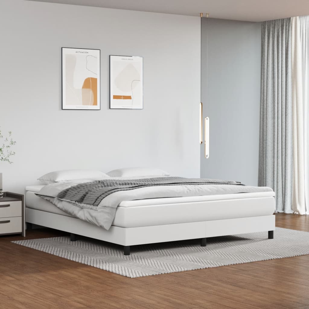 springmadras med pocketfjedre 160x200x20 cm kunstlæder hvid