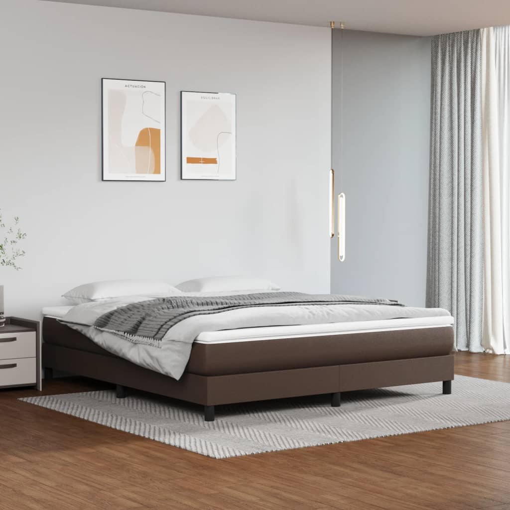 springmadras med pocketfjedre 160x200x20 cm kunstlæder brun
