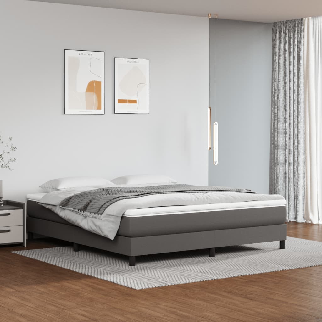 springmadras med pocketfjedre 160x200x20 cm kunstlæder grå