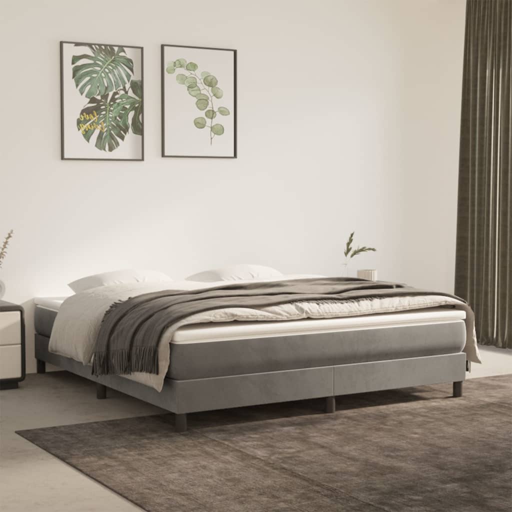 springmadras med pocketfjedre 160x200x20 cm fløjl lysegrå