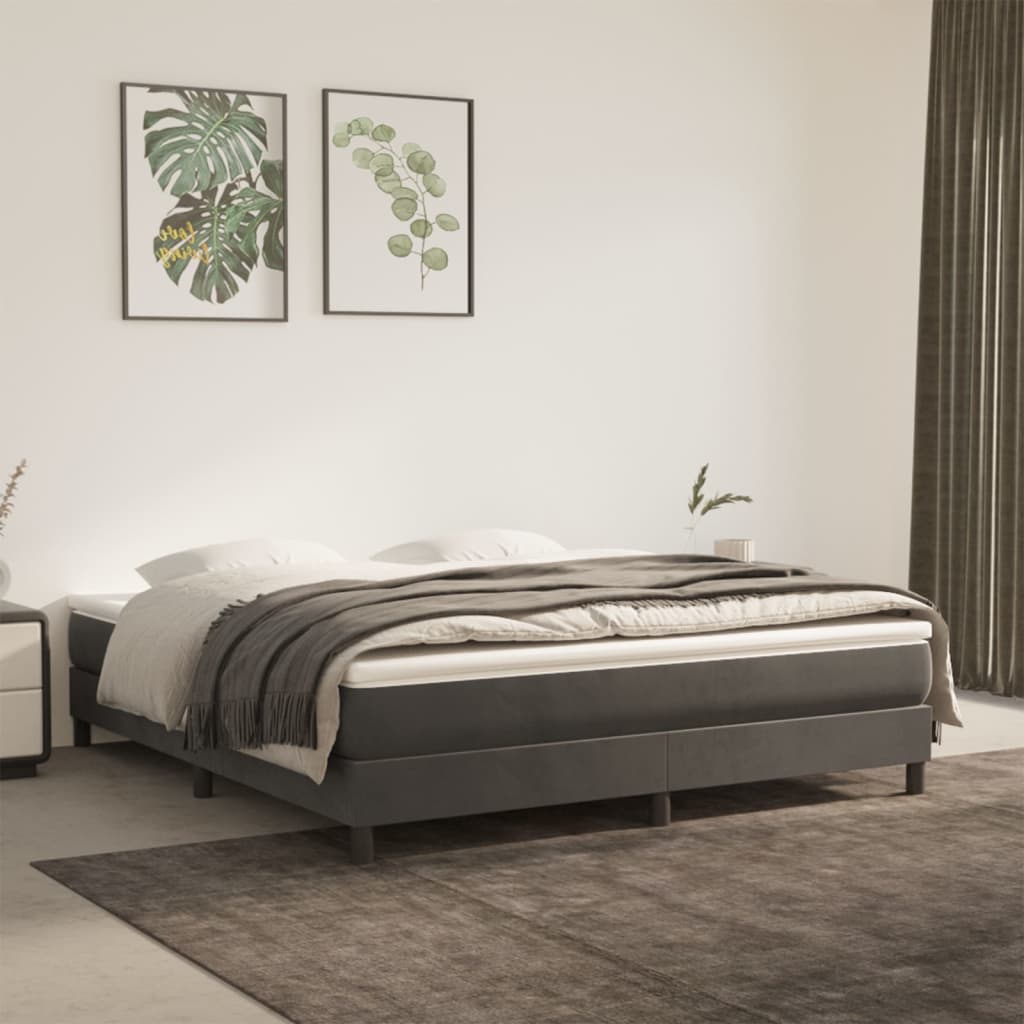 springmadras med pocketfjedre 160x200x20 cm fløjl mørkegrå