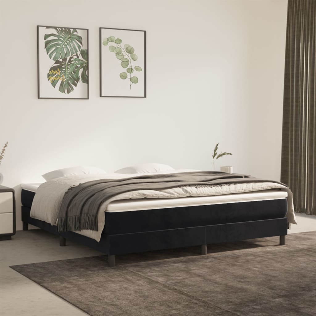 springmadras med pocketfjedre 160x200x20 cm fløjl sort