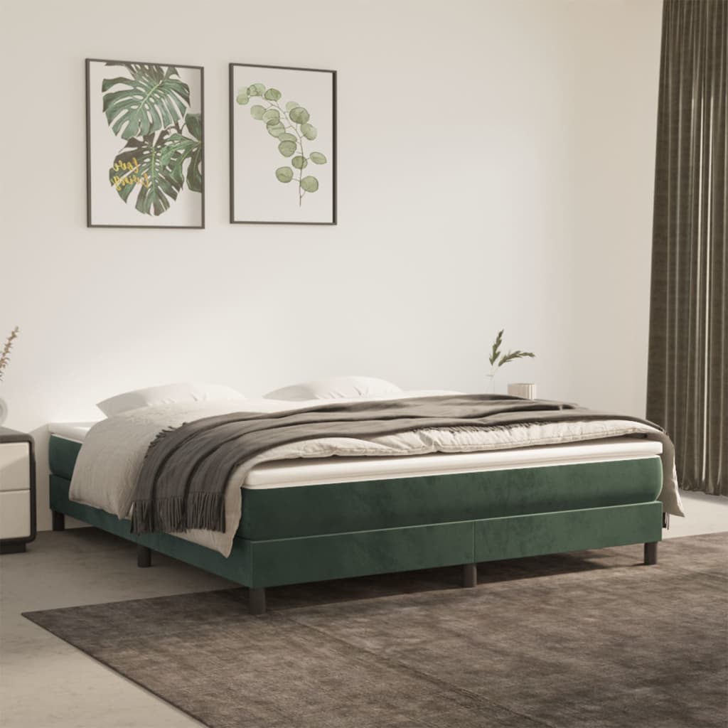 springmadras med pocketfjedre 160x200x20 cm fløjl mørkegrøn