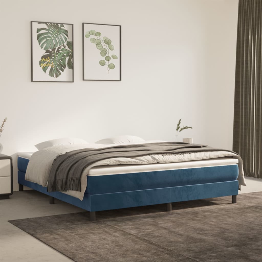 springmadras med pocketfjedre 160x200x20 cm fløjl mørkeblå