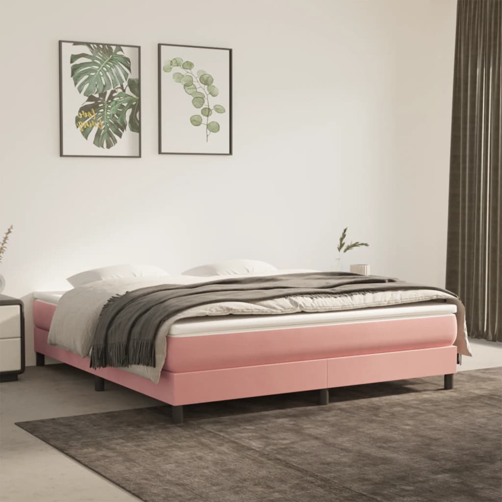 springmadras med pocketfjedre 160x200x20 cm fløjl pink