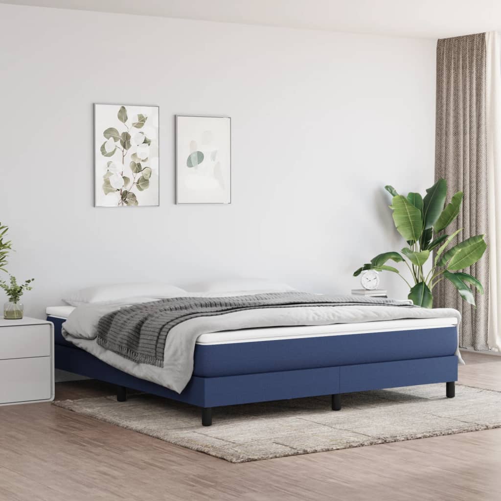 springmadras med pocketfjedre 180x200x20 cm stof blå