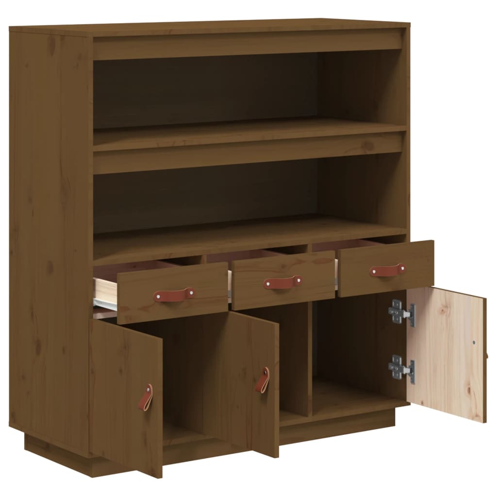 højskab 100x40x108,5 cm massivt fyrretræ gyldenbrun