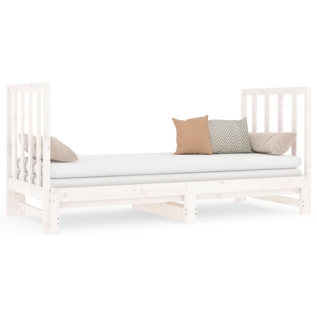 daybed med udtræk 2x(90x190) cm massivt fyrretræ hvid