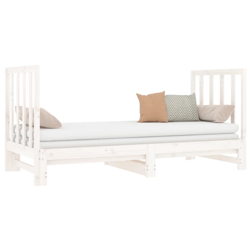 daybed med udtræk 2x(90x190) cm massivt fyrretræ hvid