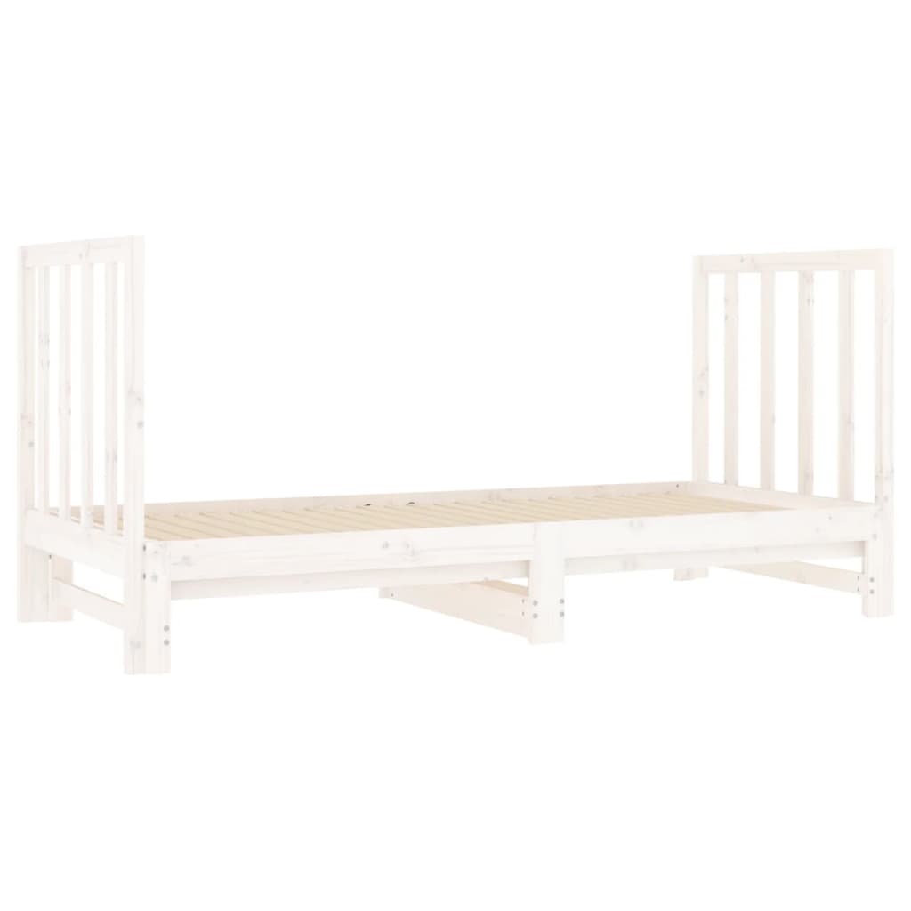 daybed med udtræk 2x(90x190) cm massivt fyrretræ hvid