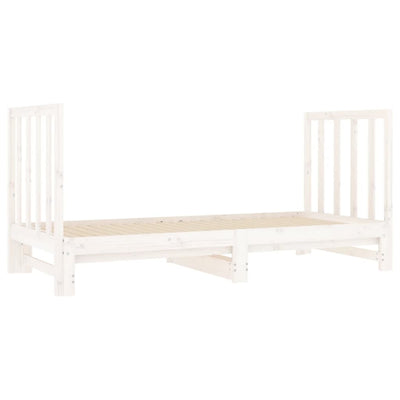 daybed med udtræk 2x(90x190) cm massivt fyrretræ hvid