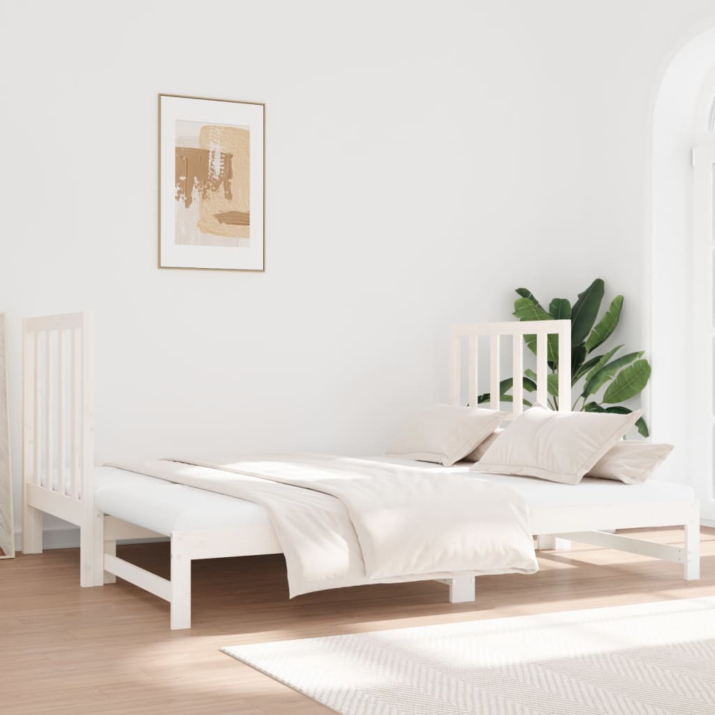 daybed med udtræk 2x(90x190) cm massivt fyrretræ hvid