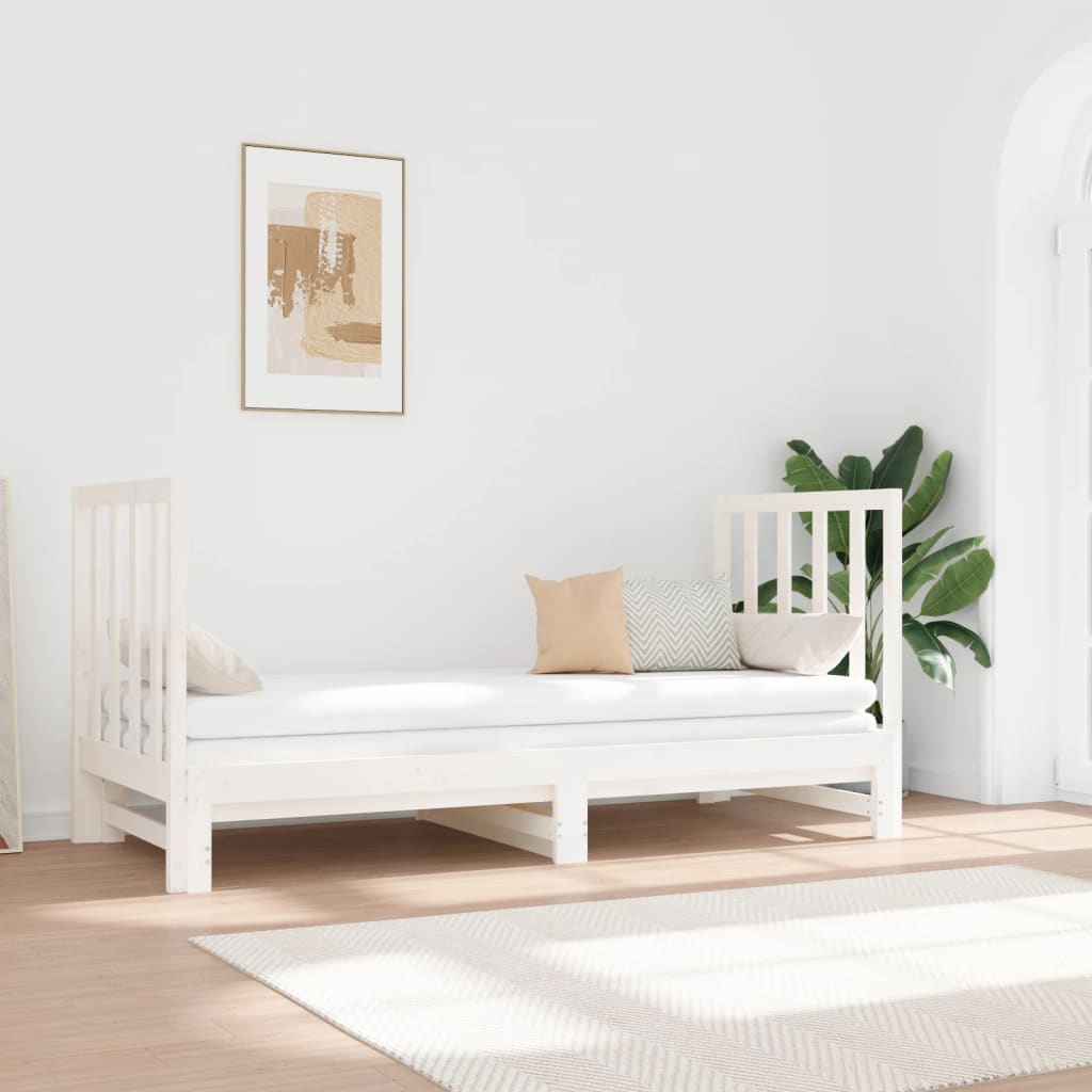 daybed med udtræk 2x(90x190) cm massivt fyrretræ hvid