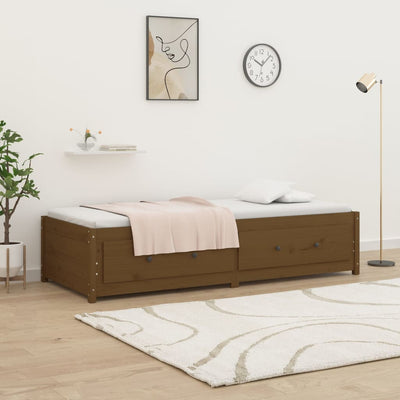 daybed 90x190 cm Single massivt fyrretræ gyldenbrun