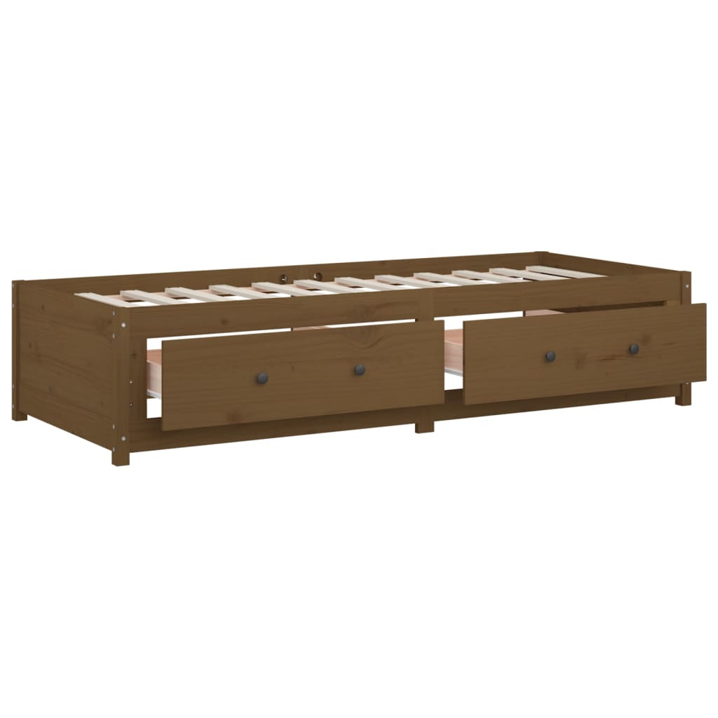 daybed 90x190 cm Single massivt fyrretræ gyldenbrun