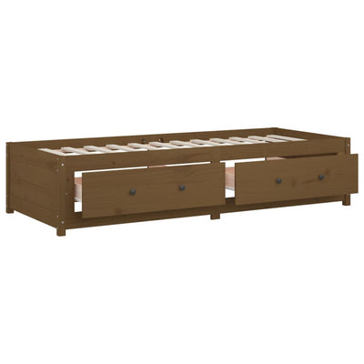 daybed 90x190 cm Single massivt fyrretræ gyldenbrun