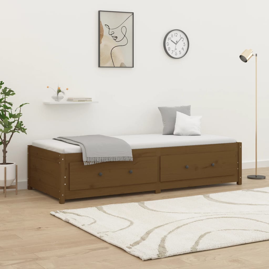 daybed 90x190 cm Single massivt fyrretræ gyldenbrun