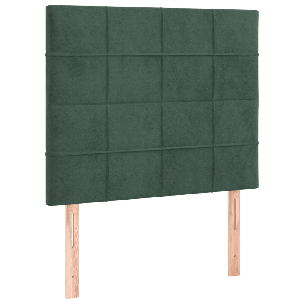 kontinentalseng med madras 80x200 cm fløjl mørkegrøn