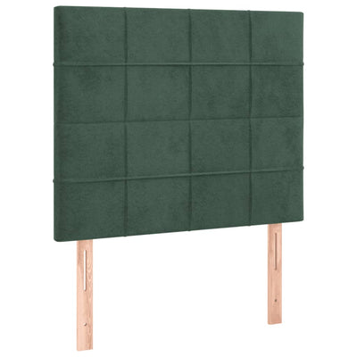 kontinentalseng med madras 80x200 cm fløjl mørkegrøn