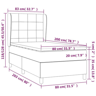 kontinentalseng med madras 80x200 cm fløjl mørkegrøn