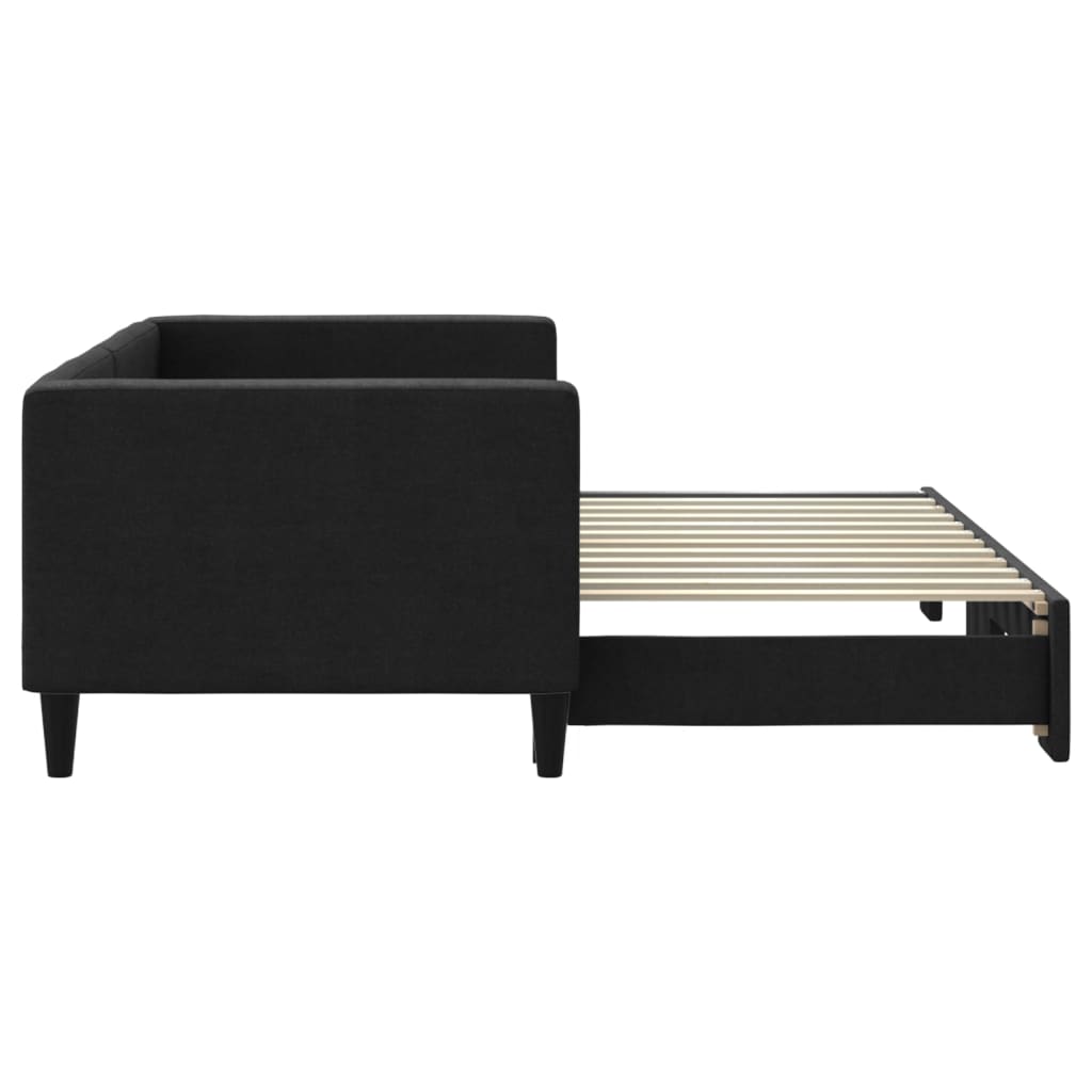 daybed med udtræk 80x200 cm stof sort