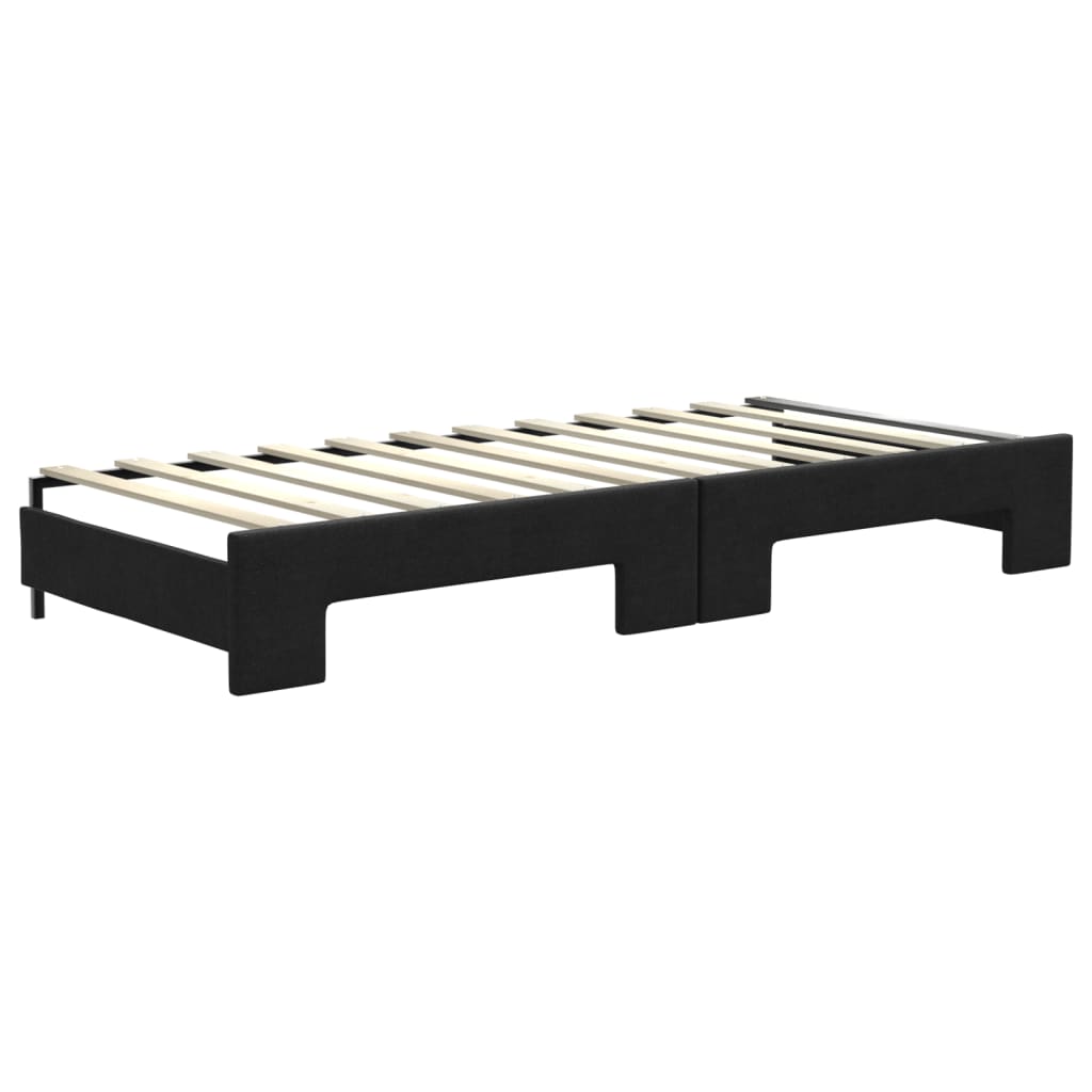 daybed med udtræk 80x200 cm stof sort