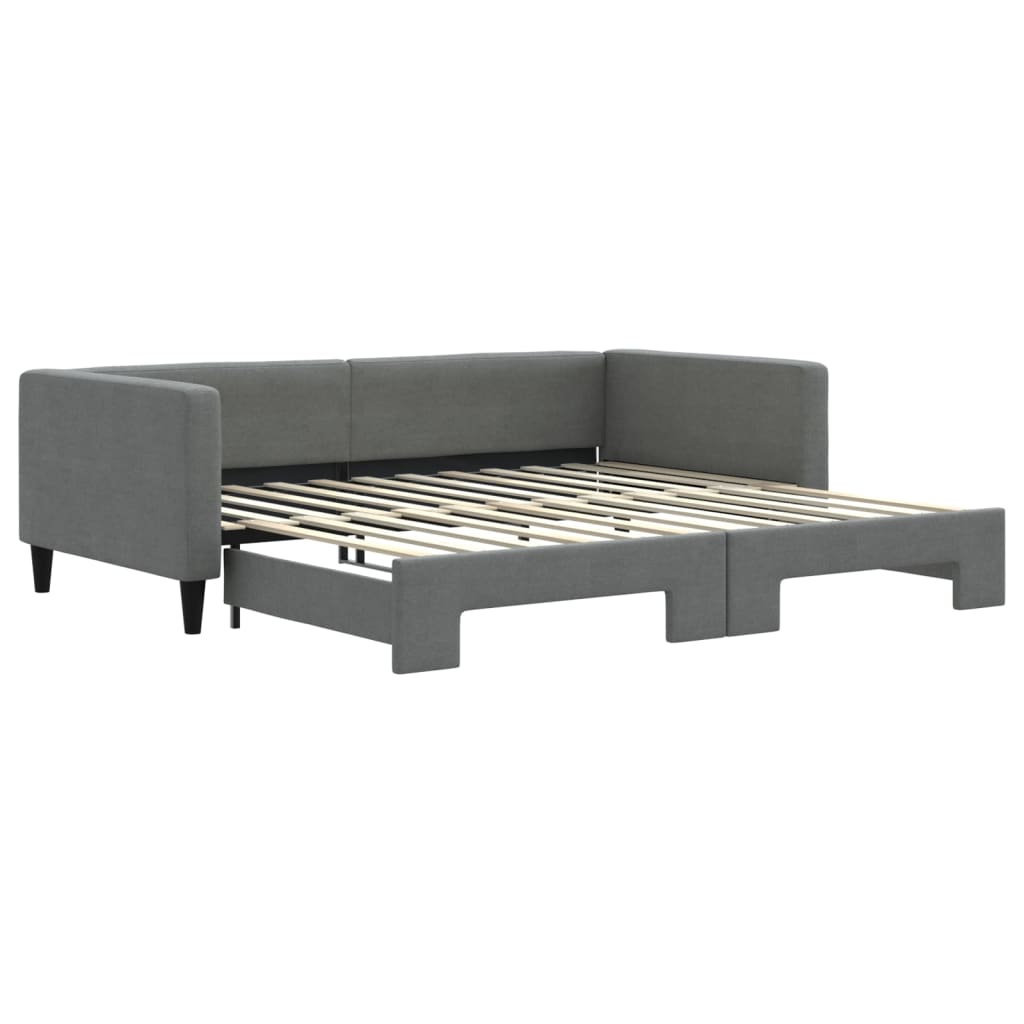 daybed med udtræk 100x200 cm stof mørkegrå