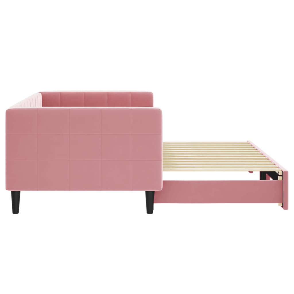daybed med udtræk 90x200 cm velour lyserød