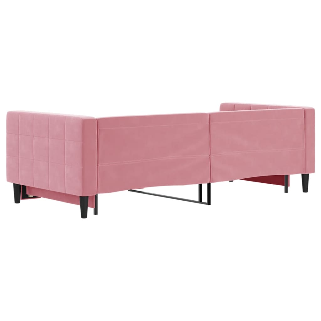 daybed med udtræk 90x200 cm velour lyserød