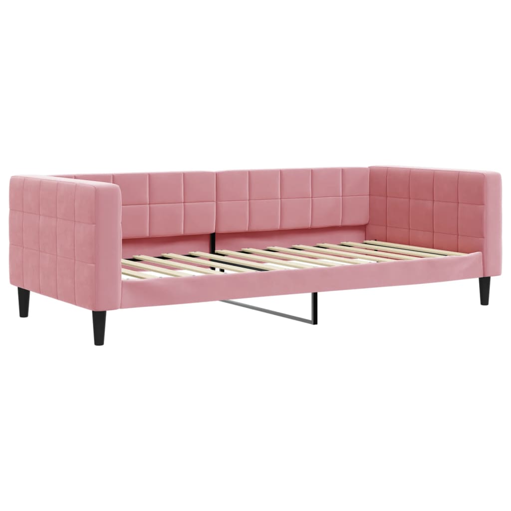 daybed med udtræk 90x200 cm velour lyserød