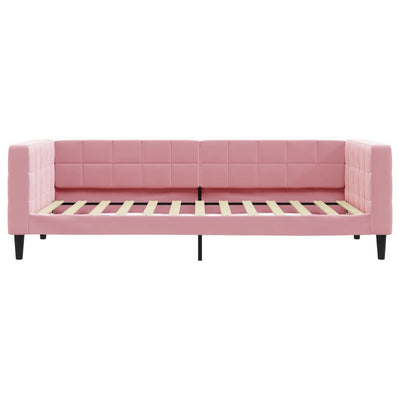 daybed med udtræk 90x200 cm velour lyserød