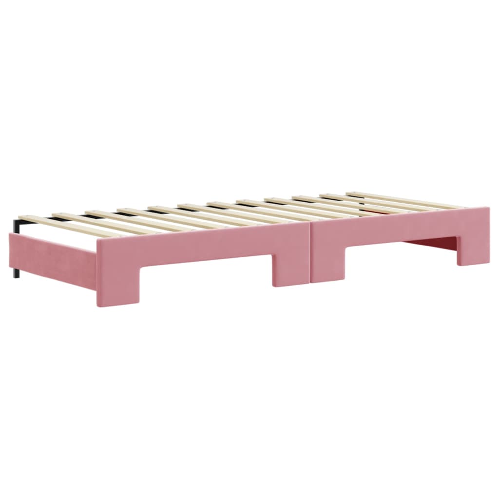 daybed med udtræk 90x200 cm velour lyserød