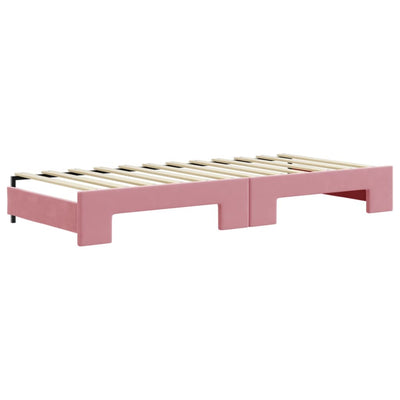 daybed med udtræk 90x200 cm velour lyserød