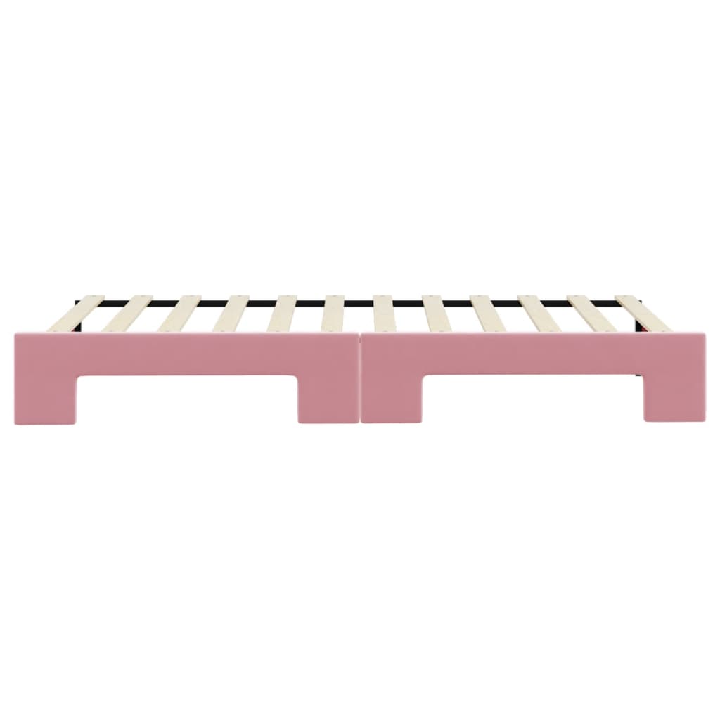 daybed med udtræk 90x200 cm velour lyserød