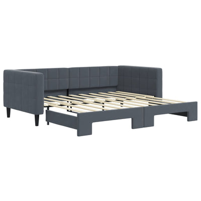 daybed med udtræk 90x190 cm velour mørkegrå