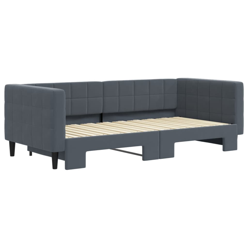 daybed med udtræk 90x190 cm velour mørkegrå