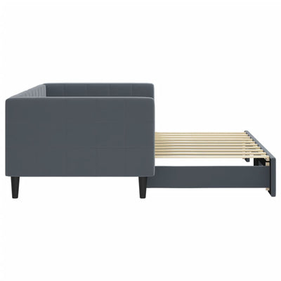 daybed med udtræk 90x190 cm velour mørkegrå