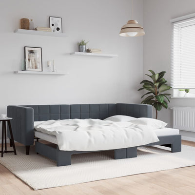 daybed med udtræk 90x190 cm velour mørkegrå
