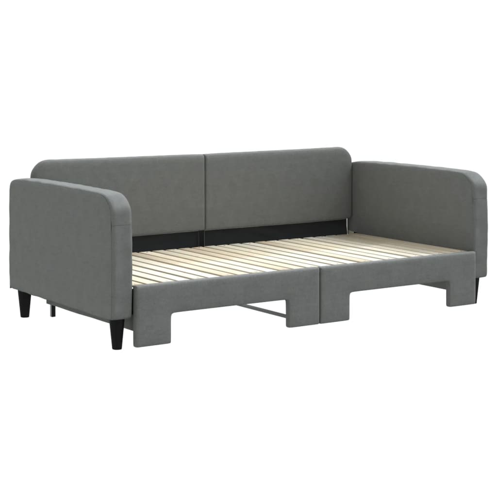 daybed med udtræk 100x200 cm stof mørkegrå
