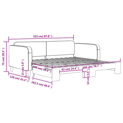 daybed med udtræk 100x200 cm stof mørkegrå