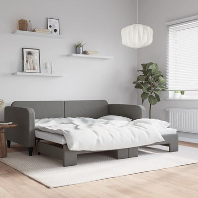 daybed med udtræk 100x200 cm stof mørkegrå