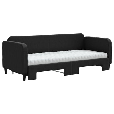 daybed med udtræk og madras 80x200 cm stof sort