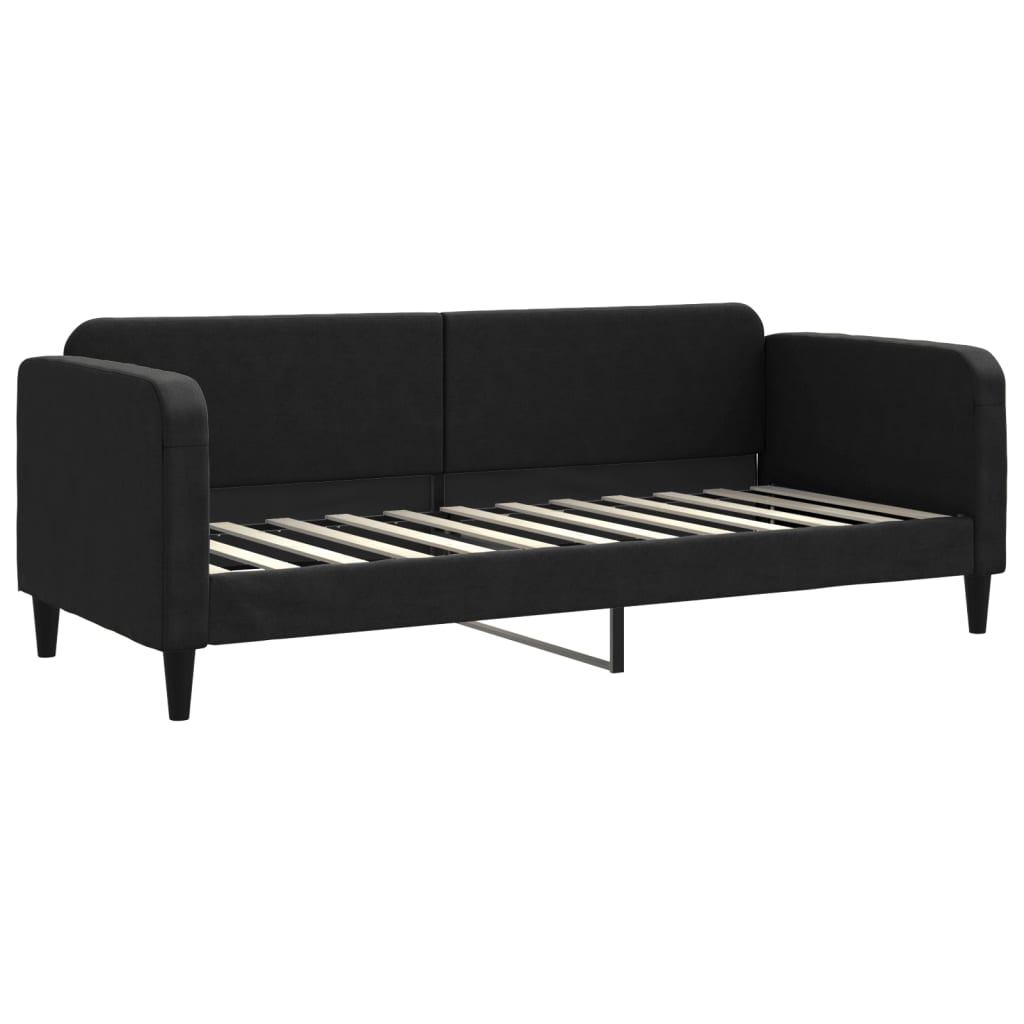 daybed med udtræk og madras 80x200 cm stof sort